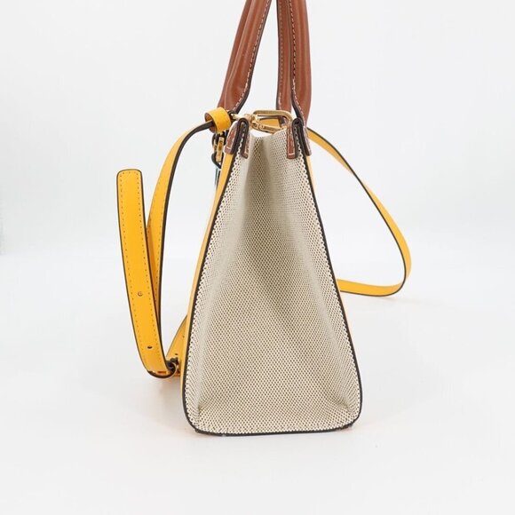 Tory Burch Blake Canvas Small Tote Blue Gold - Picture 4 of 12